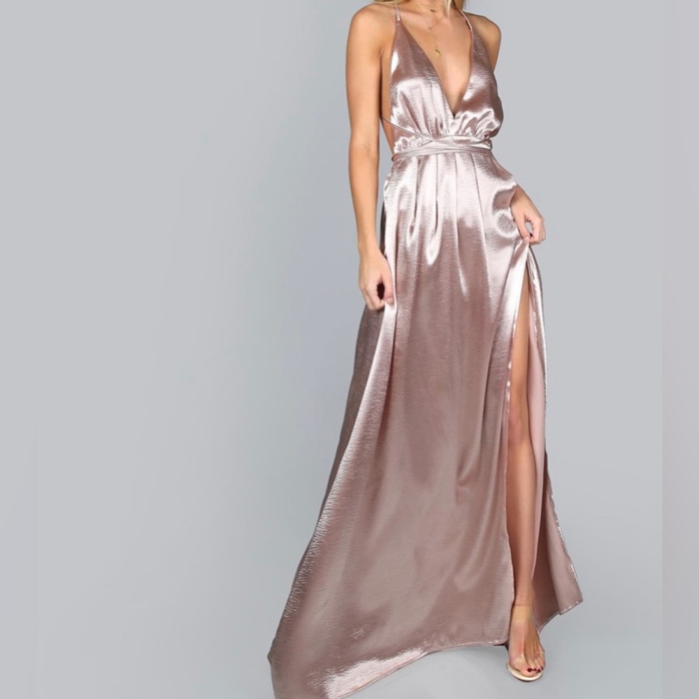 Baby pink strappy waist gown